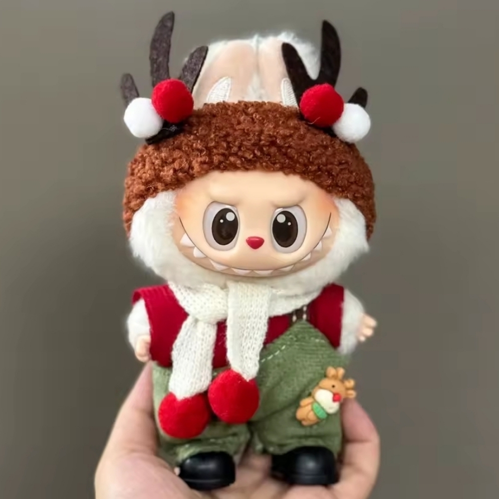 Christmas Reindeer Clothing Outfit For Labubu, Doll Is Not Included